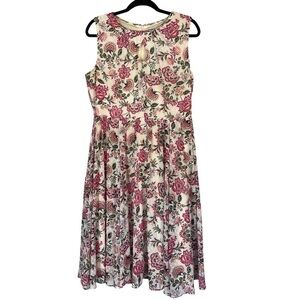 Danny & Nicole Floral Lace Fit & Flare Dress Keyhole Sleeveless Brunch Size 14